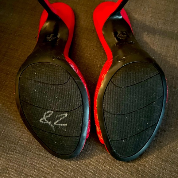 Sexy Red Lace Peep Toe Stiletto Heels | Nine West | Size 10 - Picture 3 of 3